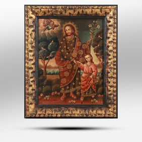 19th C.  Spanish Colonial, Cuzco School Painting "Sov Teresa D Jesus", Framed