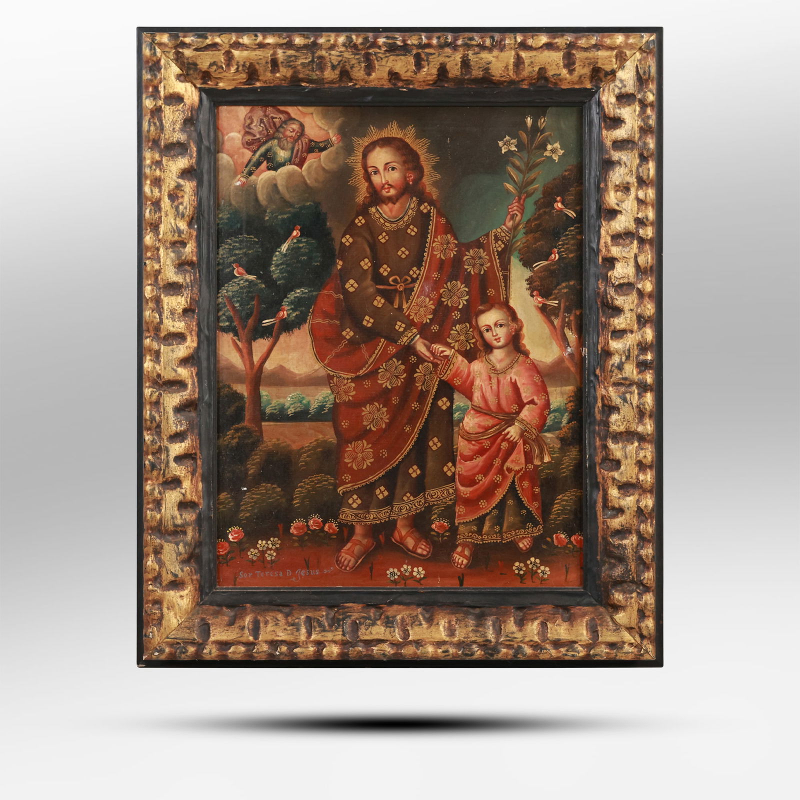 19th C.  Spanish Colonial, Cuzco School Painting "Sov Teresa D Jesus", Framed (1 of 20)