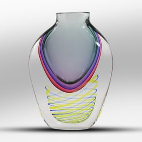 Gino Onesto Signed Murano Sommerso Art Glass Vase Quality 12 in. height x 9 in. wide