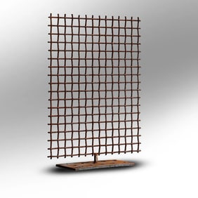 Rare Signed "M G", Mathias Goeritz Large Iron Panel Sculpture Free Standing on Base 34.5 in. x 25 in