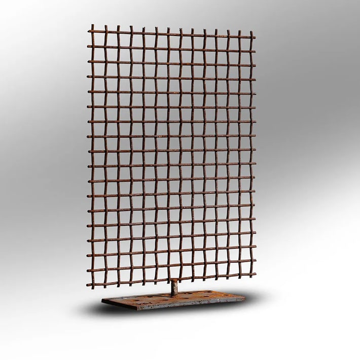 Rare Signed "M G", Mathias Goeritz Large Iron Panel Sculpture Free Standing on Base 34.5 in. x 25 in (1 of 14)