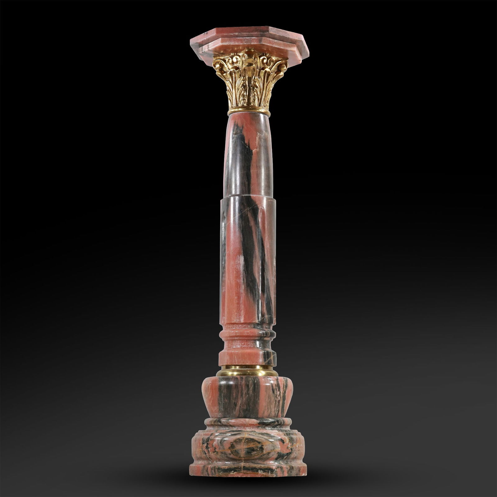 Quality French Empire Style Rose Marble and Bronze Capitol Tall Pedestal Stand 45.5 in. height (1 of 20)