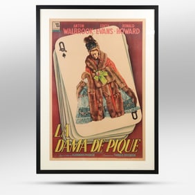 Movie Poster for the 1949 British film, The Queen of Spades, Gallery Framed [Label on Verso]