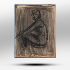 Signed DeKooning, From Estate of Elaine De Kooning [1918-1989] , Charcoal on Paper Seated Figure