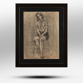 Signed DeKooning, From Estate of Elaine De Kooning [1918-1989] , Graphite Drawing Seated Woman