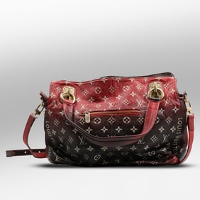 Louis Vuitton Shoulder Bag Unique Color Transition Ombre Effect Red at top to Daker Shade Bottom