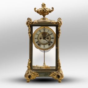 Ansonia Marquis Model Crystal Regulator Brass Case, French Style, Open Escapement Face