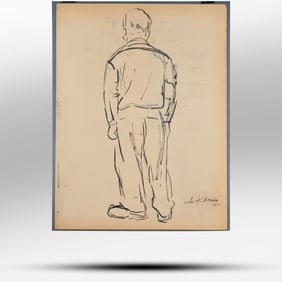 Signed DeKooning, From Estate of Elaine De Kooning [1918-1989] , Gouache Painting Standing Figure