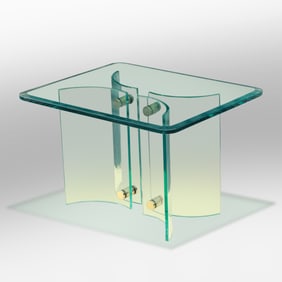Mid-Century Modern Curved Glass Base, Glass Top Occasional Table Attributed to Pace Collection