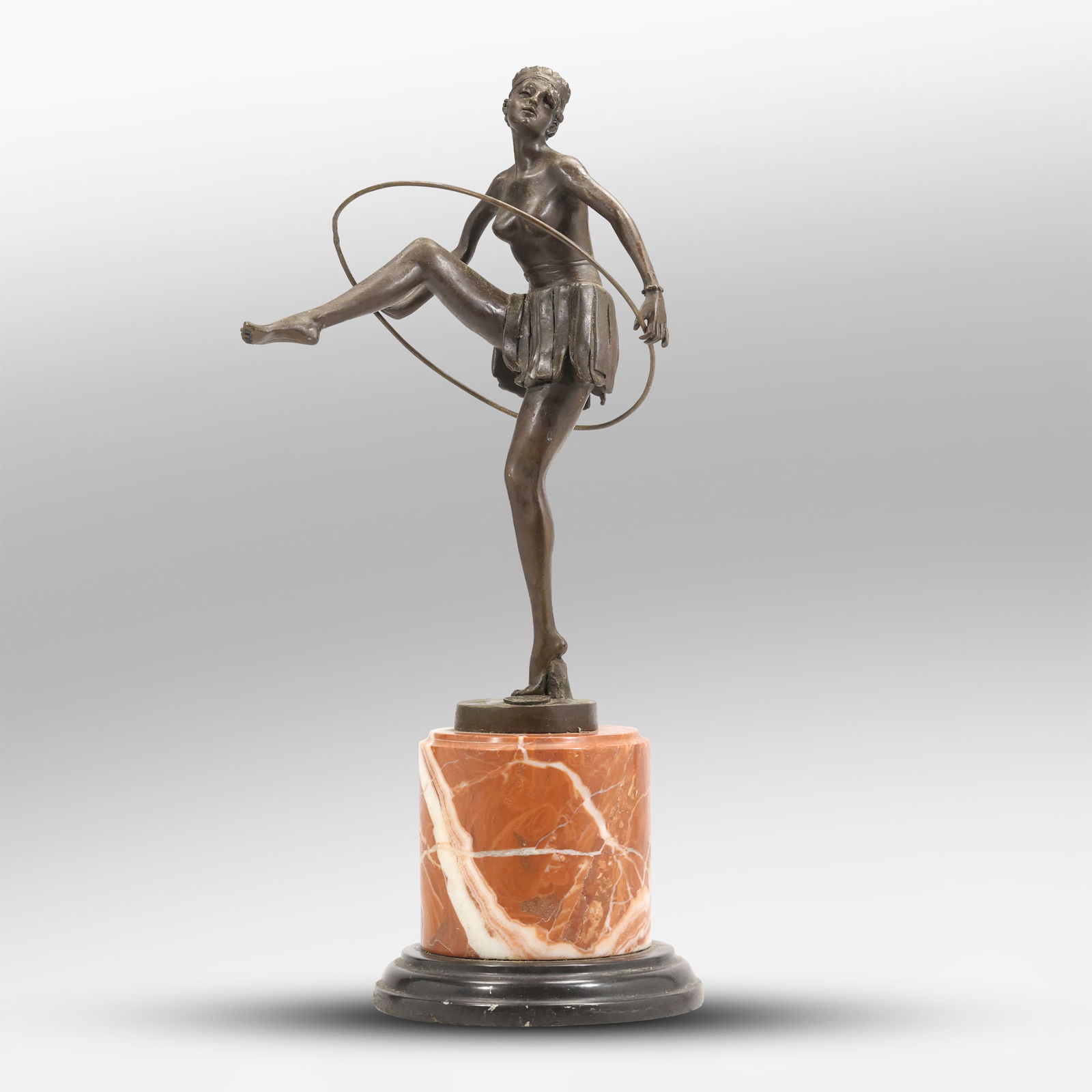 After D. ALONZO,  ART DECO BRONZE HOOP GIRL DANCER Sculpture with Paris Foundry (1 of 20)