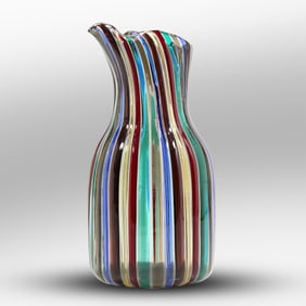 Gio Ponti (Italian, 1891-1979), "A Canne" Glass Pitcher, Venini, Italy, circa 1958, 9.5 in.  height