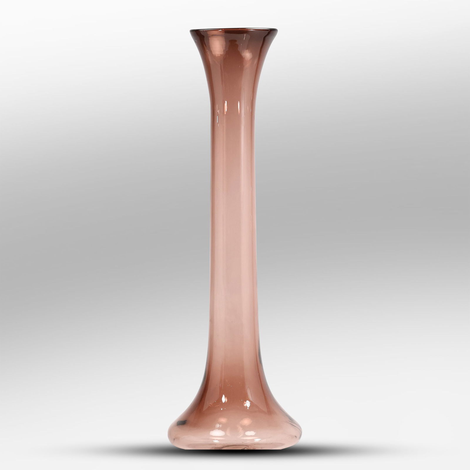 Hand Blown Blenko Glass 24.5 in. height Floor Vase in Dusty Rose Color, circa.1980's (1 of 17)