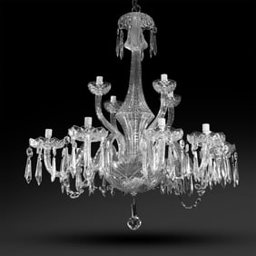 Fully Signed WATERFORD Crystal Glass Multi-Arm Chandelier with Prisms 36 inches x 35 in.