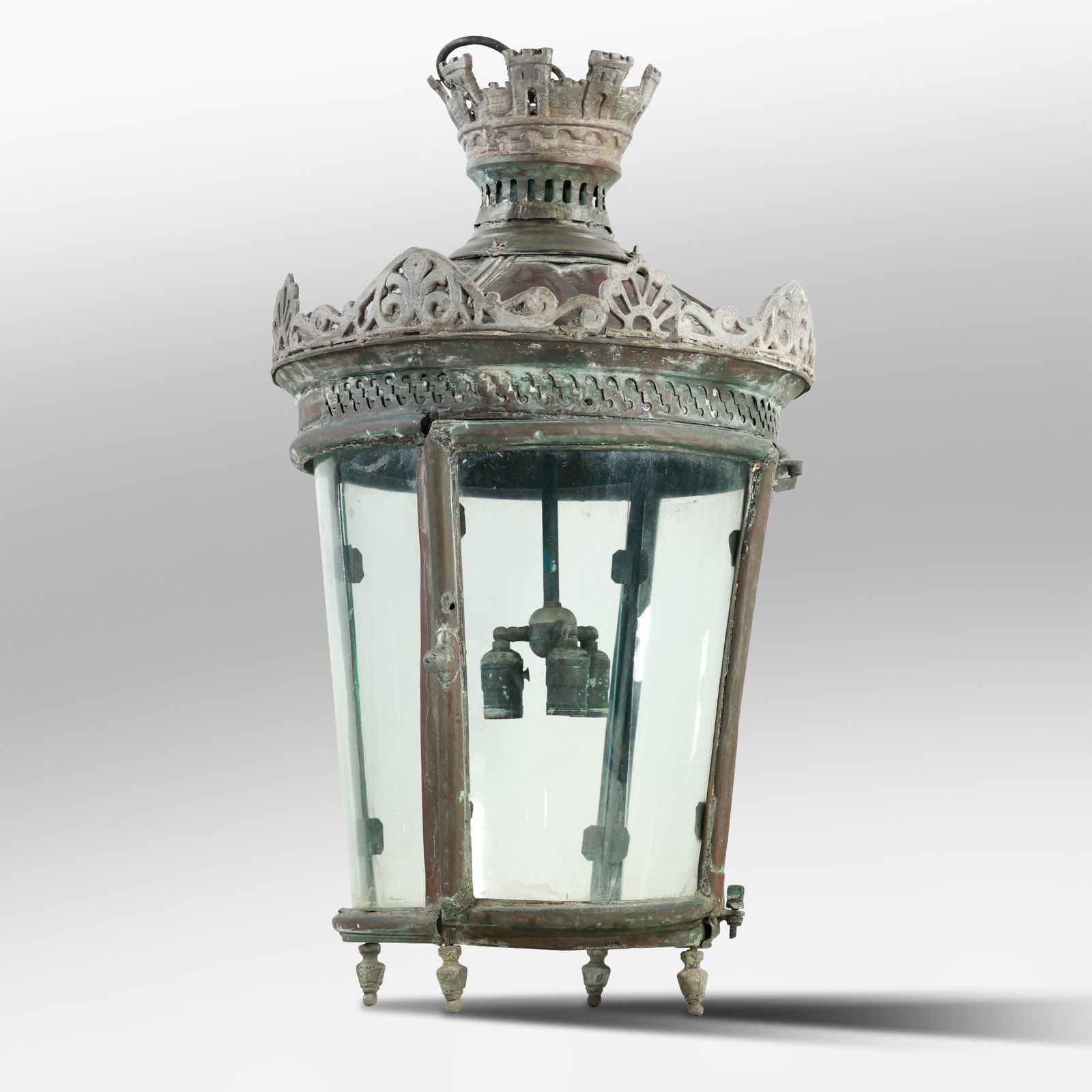 Antique French Palatial Lantern Bronze with worn Nickle Plating 30 in. x 18 in. (1 of 20)