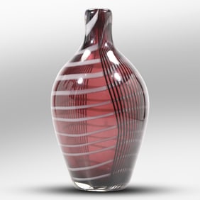 Danish Mid-Century Modern Art Glass Vase ,  12 inches height x 3.5 in. wide.