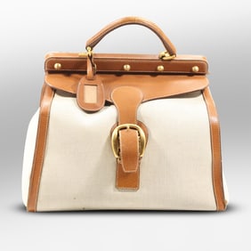 Gucci - Borse -  Canvas and Pigskin Leather Travel Bag, 16 inches height x 15 inches wide