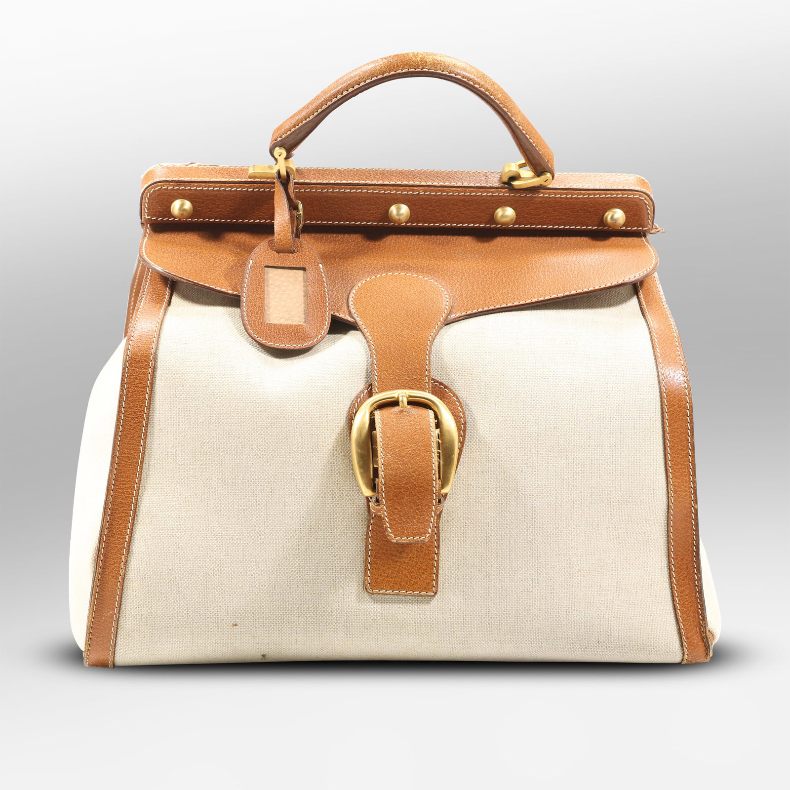 Gucci - Borse - Canvas and Pigskin Leather Travel Bag, 16 inches height x 15 inches wide: Gucci - Borse - Canvas and Pigskin Leather Travel Bag, 16 inches height x 15 inches wide. size: 16h 15w S:C