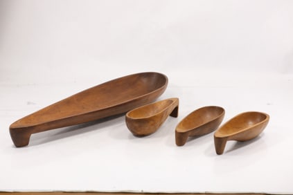 4  MAHOGANY Modernist FRITZ MEVS [Haiti],  Danish Design Modern WOOD BOWLS