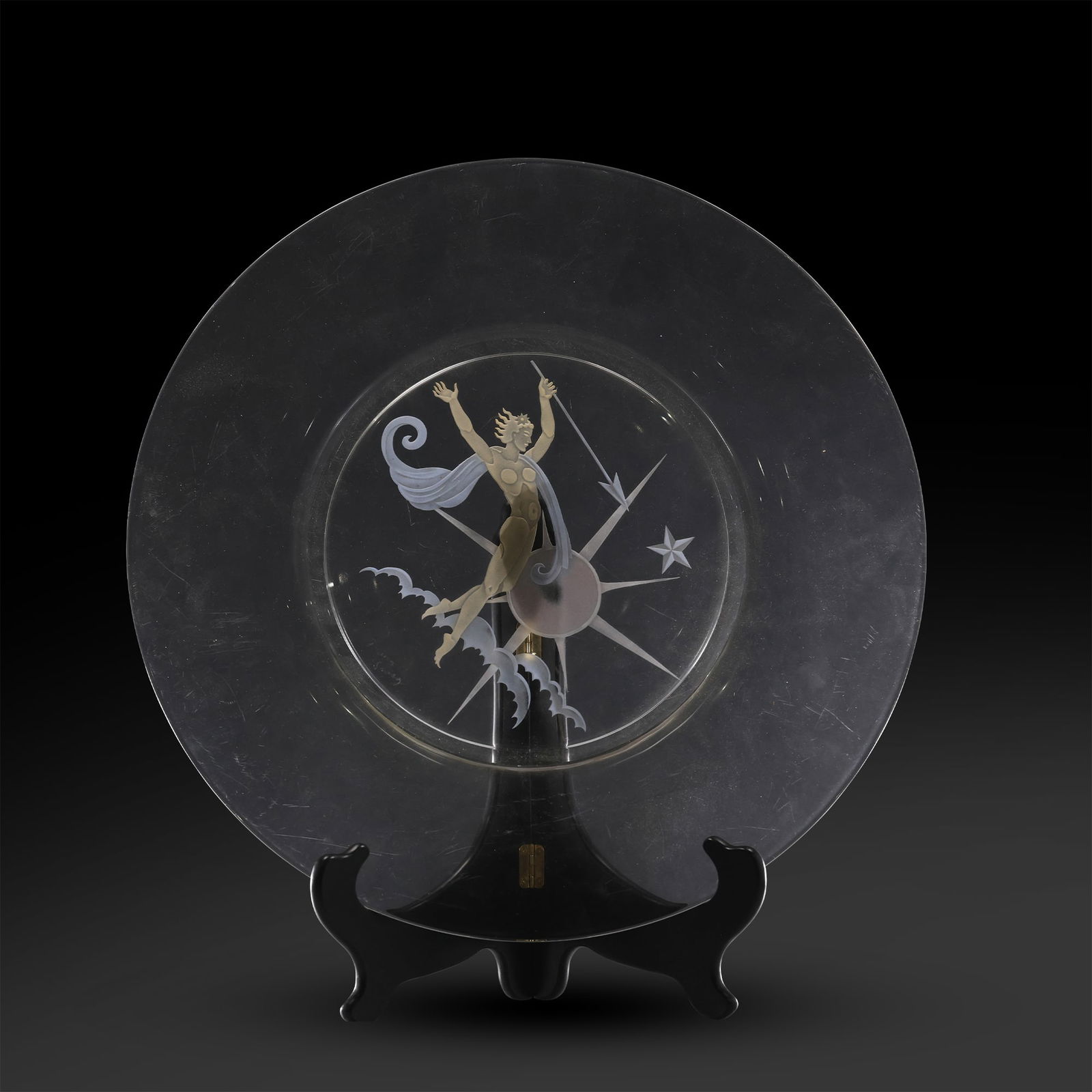 Franz Grosz Art Deco Etched Glass Charger Signed (1 of 20)