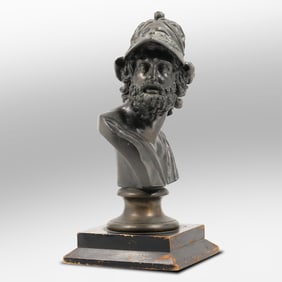 19th C. Bronze Bust of Menelaus, Legendary Greek King of Sparta  13.5 in. height x 6.5 in. wide