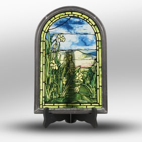Louis C. Tiffany Vintage Stained Glass Daffodils Morse Museum of American Art 11.5 in. x 7.75 in.