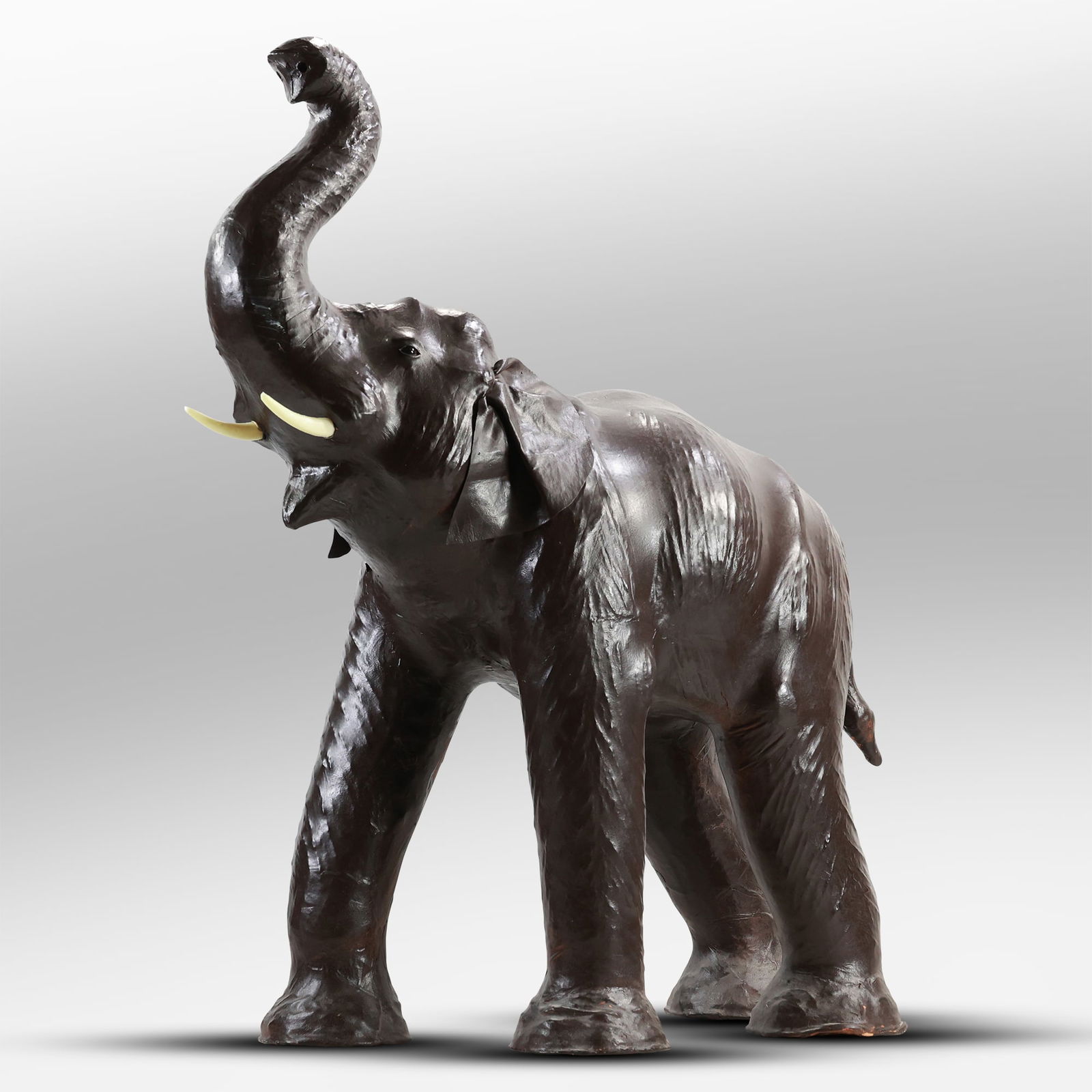Large Leather Elephant Figure 38 inches height x 32 inches length (1 of 20)