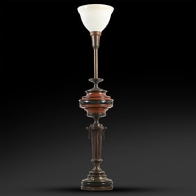 Vintage Stiffel Table Lamp Mid Century Modern Brass with Swag Brass Chain & Tassel Adornments