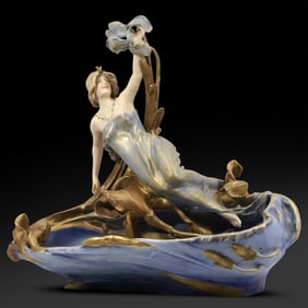 Magnificent Amphora Art Nouveau Figural Pottery Centerpiece
