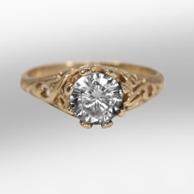 10K Gold and CZ Engagement Ring Size 8.25,  1.9 dwt