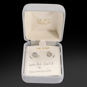 14K Gold with Diamonds Stud Earrings approx. .10 each