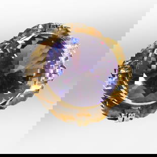 18K Gold Victorian Setting RARE PURPLE SAPPHIRE Ring Size 5.5, Brilliant Hues Dark Purple: 18K Gold Victorian Setting RARE PURPLE SAPPHIRE Ring Size 5.5, Brilliant Hues Dark Purple, 1 in. diam.