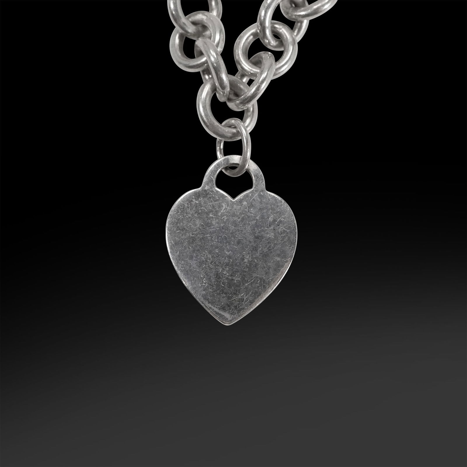 TIFFANY & CO.925 Sterling Silver Necklace with Heart Charm 16 in. x 3/8 in., charm 7/8 in. x 1 in. (1 of 11)