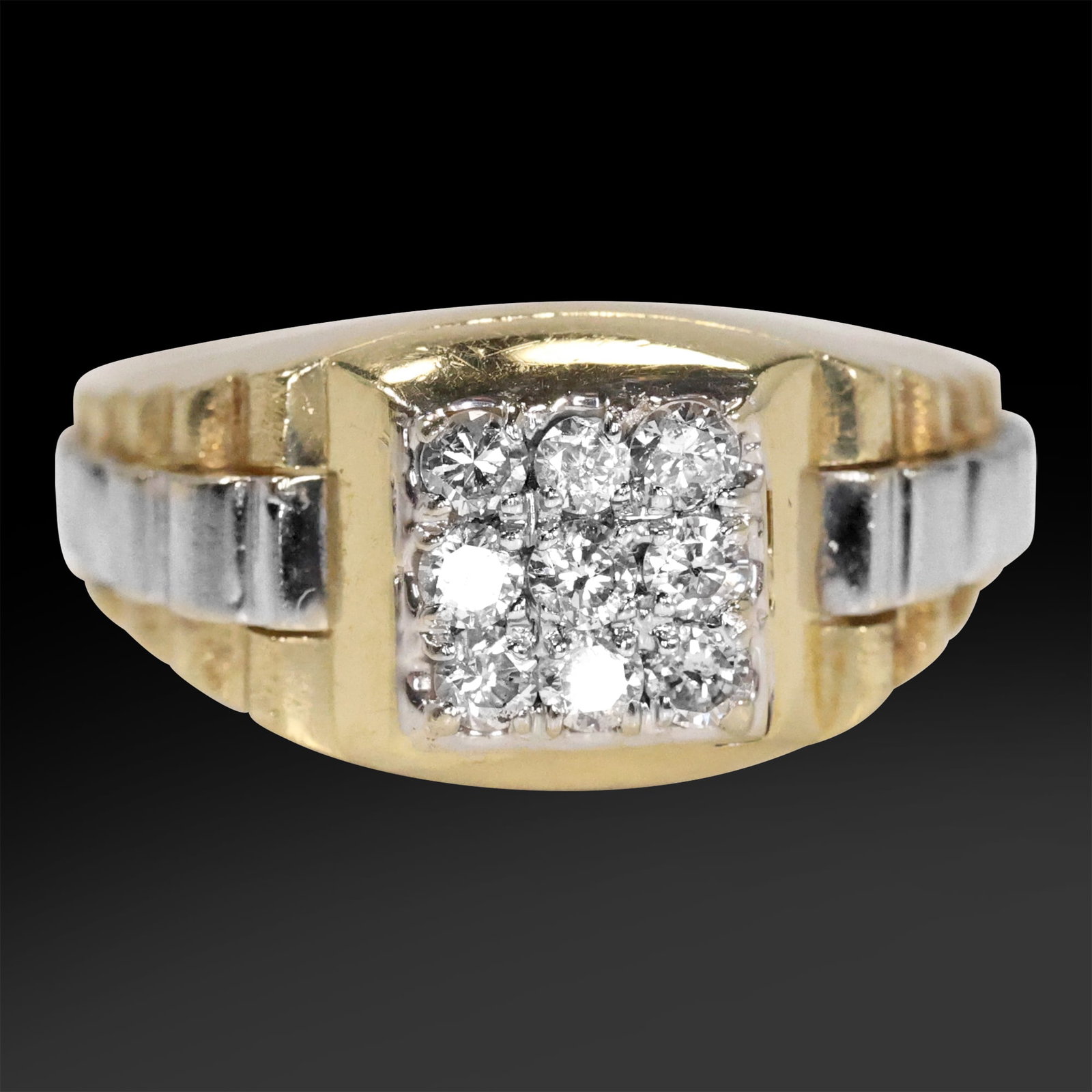 14K Gold, 6.15 dwt, Men's Diamond Ring Size 13: 14K Gold, 6.15 dwt, Men's Diamond Ring Size 13