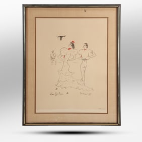 "Barcelone (Flamenco Dancers)" by Jean Cocteau, Lithograph, Signed, Dated 1950, #139/150, with COA