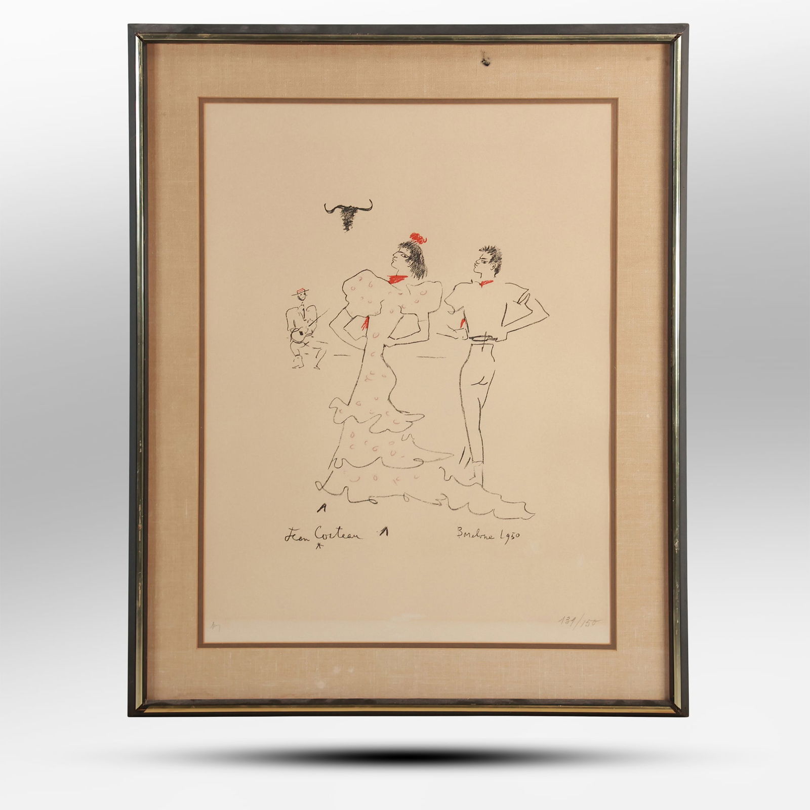 "Barcelone (Flamenco Dancers)" by Jean Cocteau, Lithograph, Signed, Dated 1950, #139/150, with COA (1 of 15)