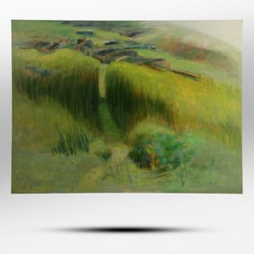 Robert Angeloch 1922-2011, Large OIl on Board Painting "Island Path" Signed and Dated 1961