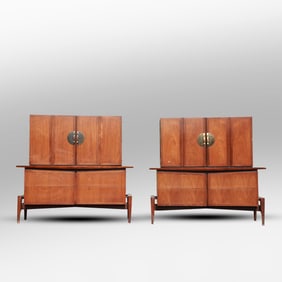 Pair Stunning Hobey Helen Baker Floating Asian Style Tall Chests 49.75 in. height x 53 in. wide