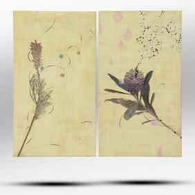 2 Large Decorative Panels of Botanical Plants 7 feet height x 45 inches wide