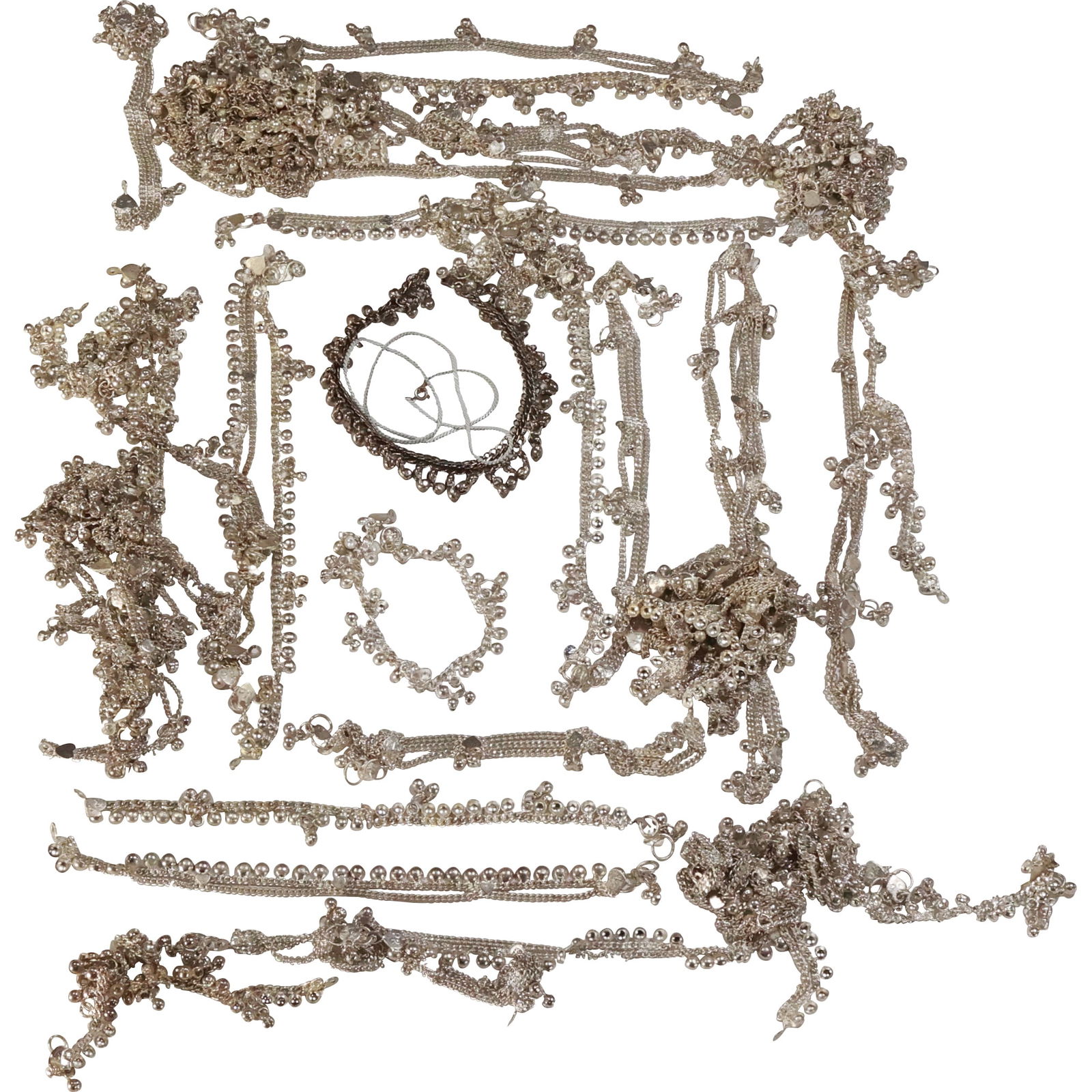 Large Assortment of Belly Dancers Silver Chains [not Sterling], Most Sizers Range 9 in. to 22 inches: Large Assortment of Belly Dancers Silver Chains [not Sterling], Most Sizers Range 9 in. to 22 inches