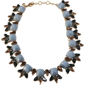 J CREW, Blue and Green Stones Costume Necklace 19 in. x 1 1/4 in.