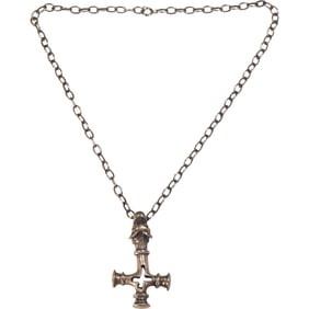 .925 Sterling Silver Cross with Dragon Necklace [chain is not silver]