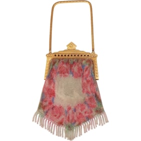 Whiting & Davis Mesh Purse Bag Stunning Vibrant Colors Victorian, Original Mirror 8 in. x 5 in.
