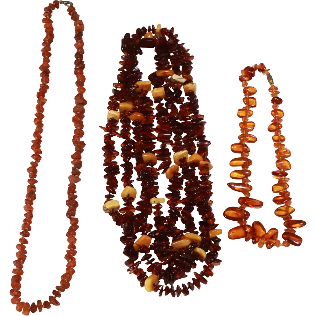 [3] Double Strand Amber Necklace with Amber Clasp 42 in. x 1 in.; Amber Chips Necklace 26 in. x 1/2 (1 of 20)
