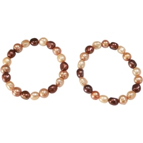 [2] Freshwater Cultured Baroque South Sea Bronze Pearl Bracelets 2 3/4 in. x 3/8 in. each