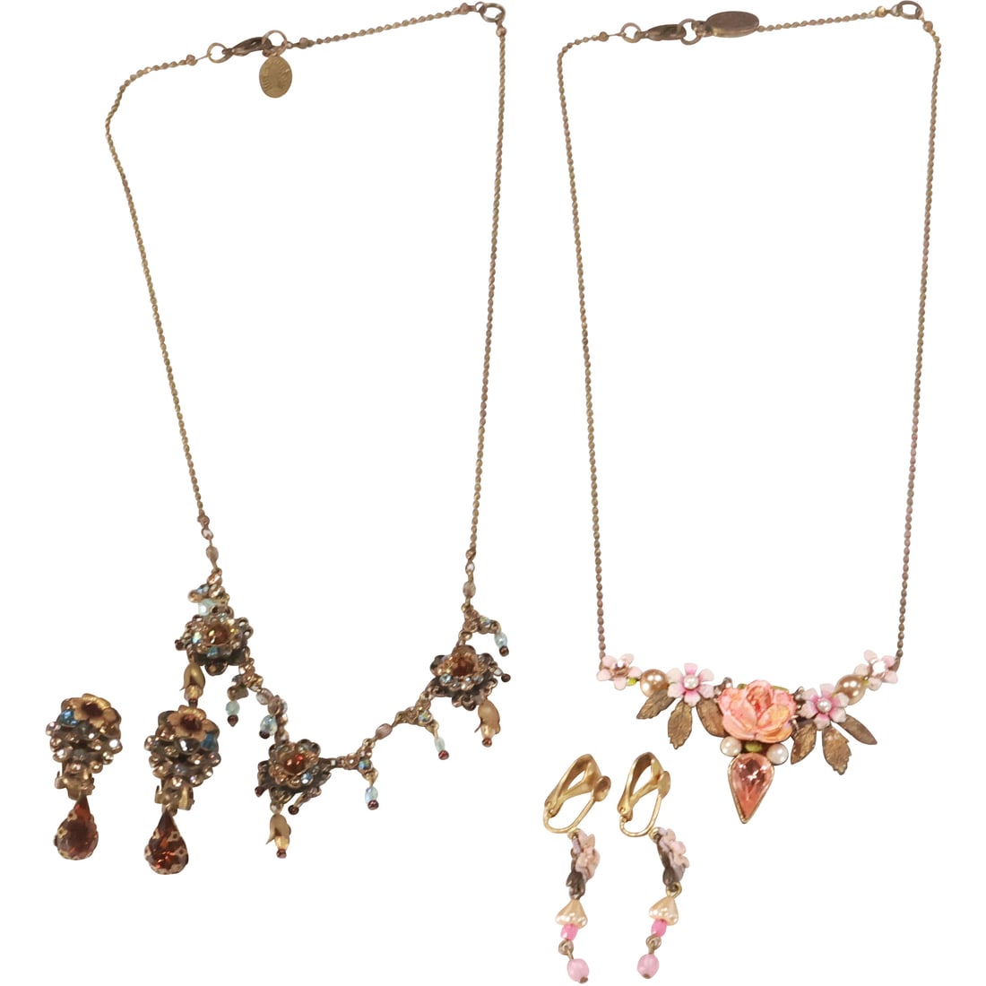 Michal Negrin, 3 Pcs. Ambers and Blue Tone Rhinestones Set: Necklace 19 in. x 1 in. , Earrings (1 of 20)