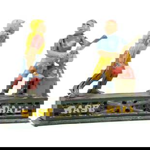 Novelty Cast Iron Mechanical Coin Bank "BASEBALL" in Original Paint: Novelty Cast Iron Mechanical Coin Bank "BASEBALL" in Original Paint. size: 7h 9.5w