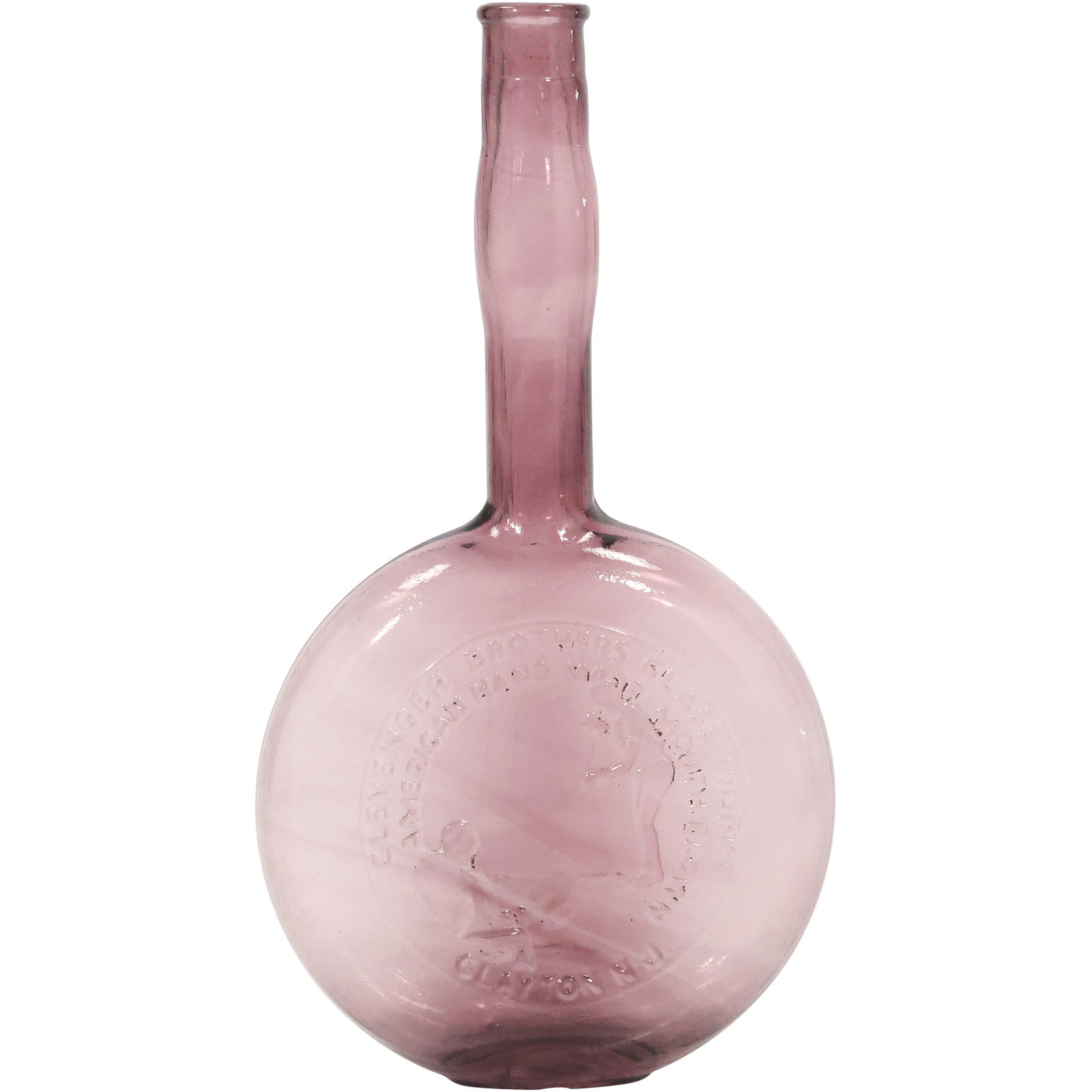 "CLEVENGER BROTHERS AMERICAN HAND MADE MOUTH BLOWN GLASS WORKS CLAYTON NJ". Flask (1 of 8)