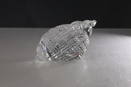 Signed WATERFORD Cut Crystal Glass CONCH SHELL Paperweight 2.25 in. x 6.75 in.