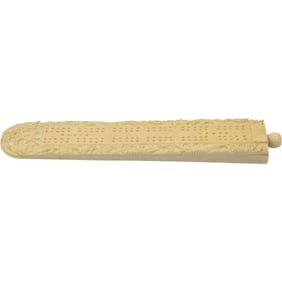 Carved Chinese Bone Cribbage Board 6.25 in. length