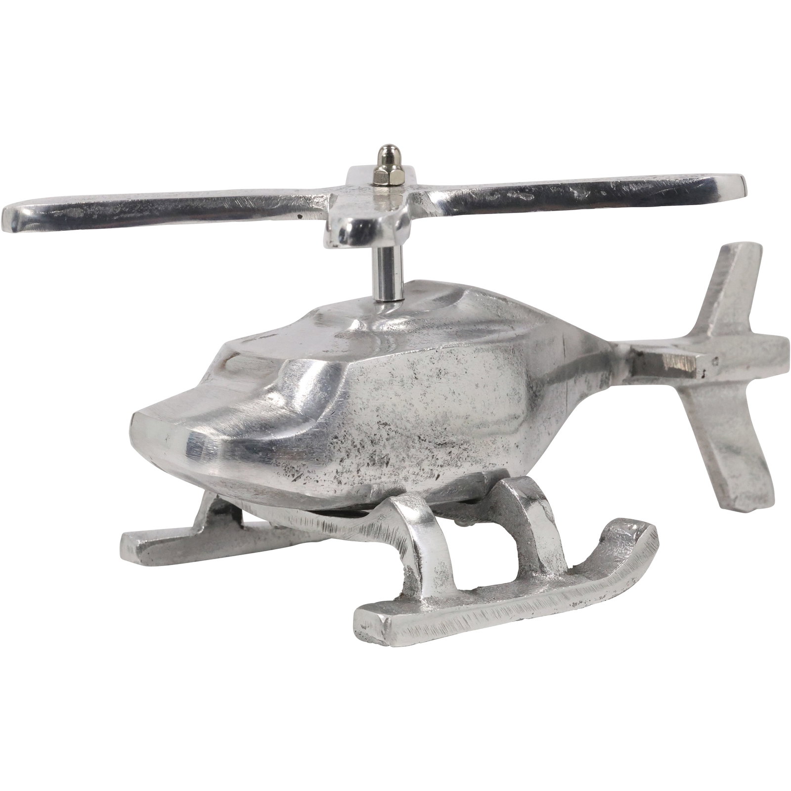Polished Aluminum HELICOPTER Model 6 in. height x 10 in. length: Polished Aluminum HELICOPTER Model 6 in. height x 10 in. length. size: 6h 10w